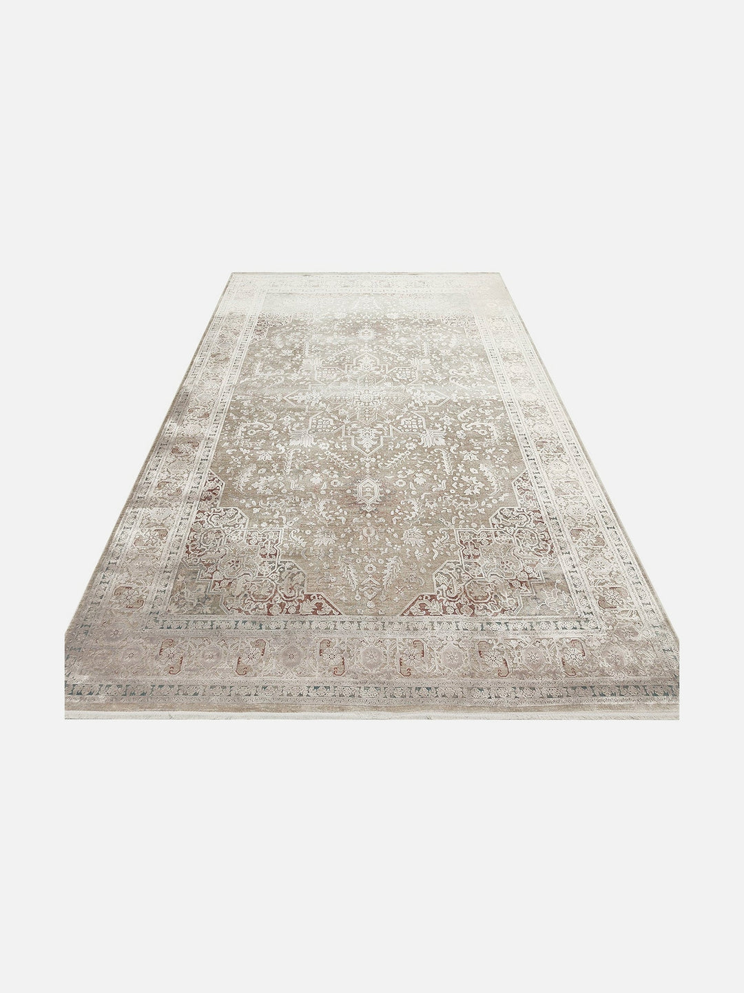 Golden Serisi %100 Naturel Yumuşak Dokulu Vintage Esintilere Sahip Sık Dokuma Salon Halısı 02 GREY - Carpetdocia