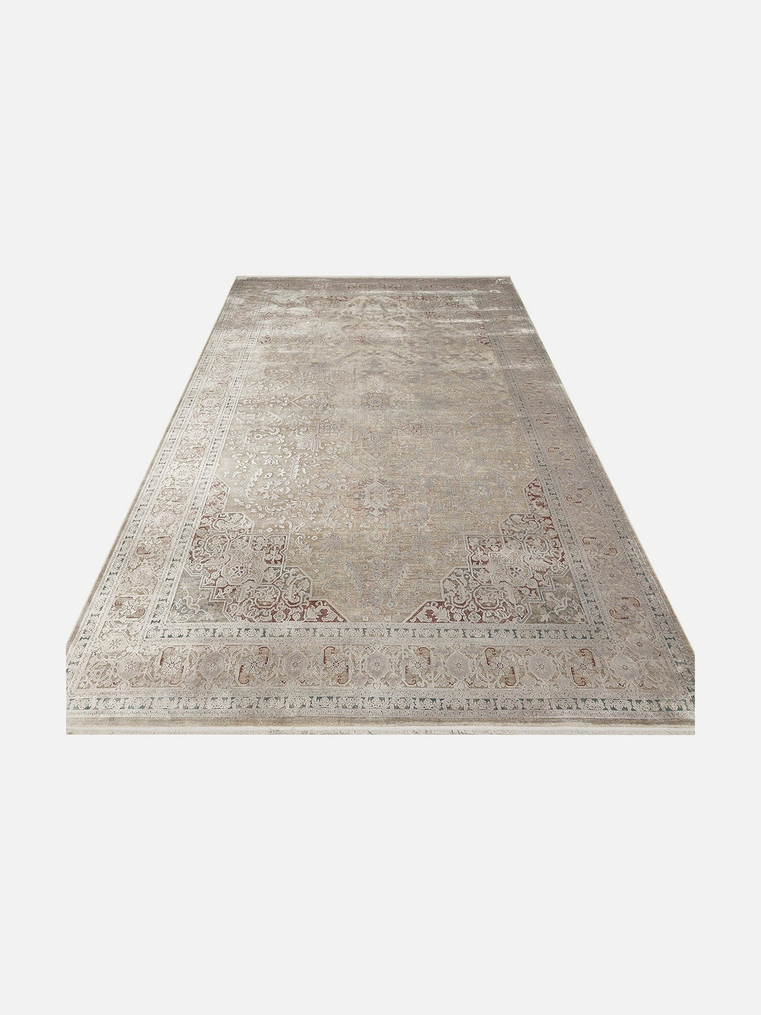 Golden Serisi %100 Naturel Yumuşak Dokulu Vintage Esintilere Sahip Sık Dokuma Salon Halısı 02 GREY - Carpetdocia
