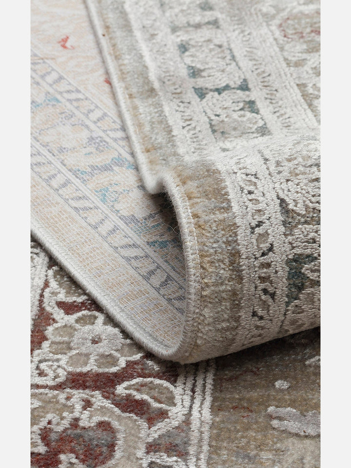 Golden Serisi %100 Naturel Yumuşak Dokulu Vintage Esintilere Sahip Sık Dokuma Salon Halısı 02 GREY - Carpetdocia