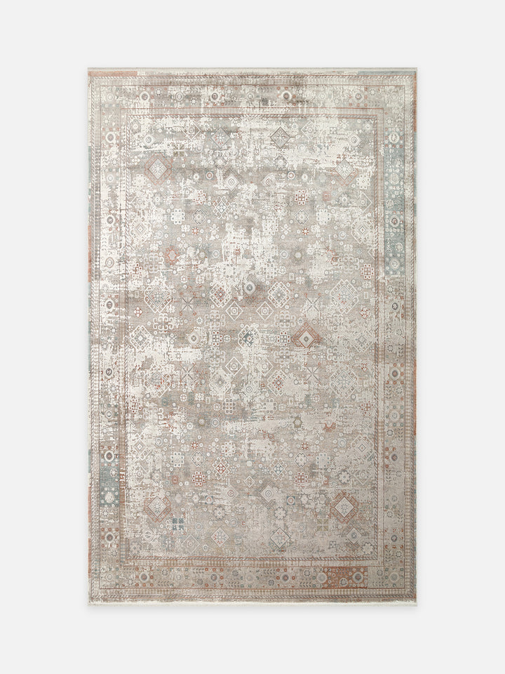 Golden Serisi %100 Naturel Yumuşak Dokulu Vintage Esintilere Sahip Sık Dokuma Salon Halısı 03 GREY - Carpetdocia - kusbakisi