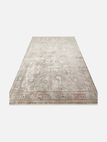 Golden Serisi %100 Naturel Yumuşak Dokulu Vintage Esintilere Sahip Sık Dokuma Salon Halısı 03 GREY - Carpetdocia