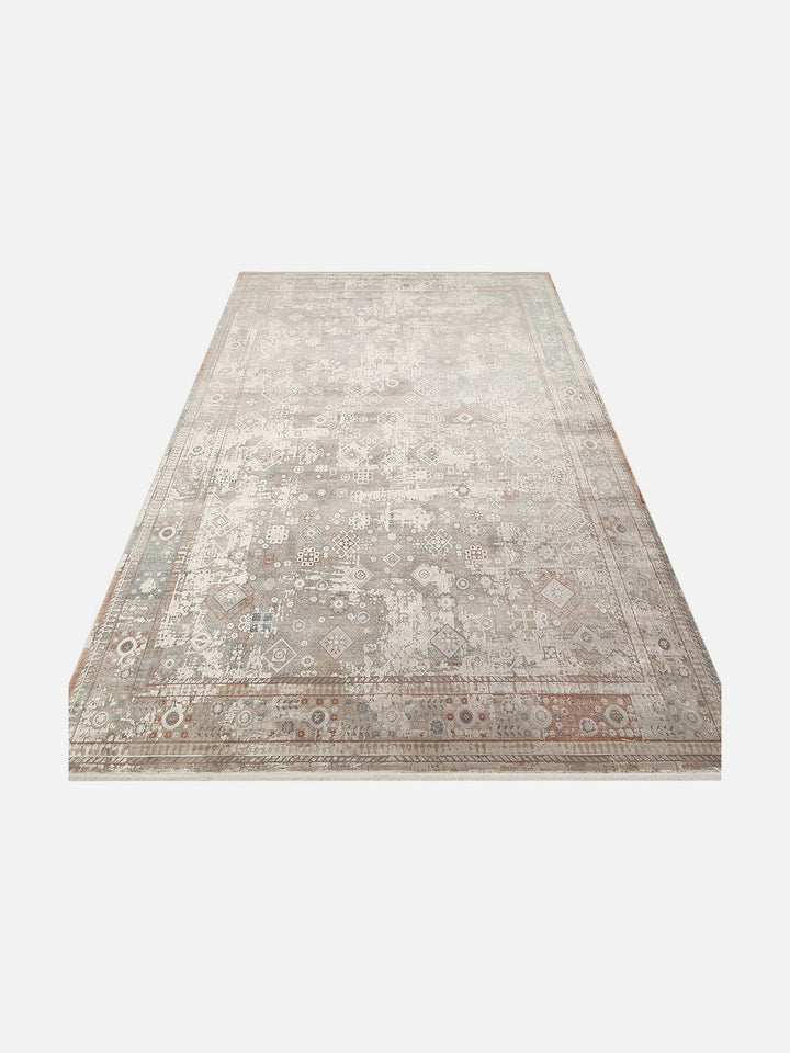 Golden Serisi %100 Naturel Yumuşak Dokulu Vintage Esintilere Sahip Sık Dokuma Salon Halısı 03 GREY - Carpetdocia
