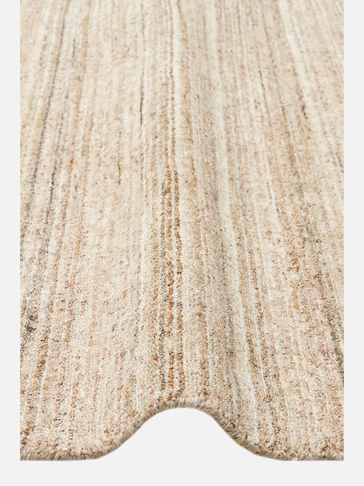 Helsinki Serisi %100 Naturel Yün ve Viskon El Dokuma Modern İskandinav Salon Oturma Odası Halı BEIGE - Carpetdocia