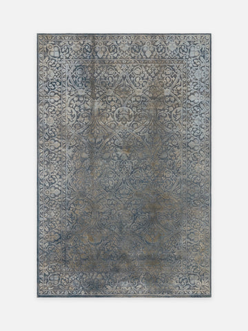 El dokuma Hindistan Jaipur halı Çikori Mavi 185x277 cm kuşbakışı üstten görünüm
