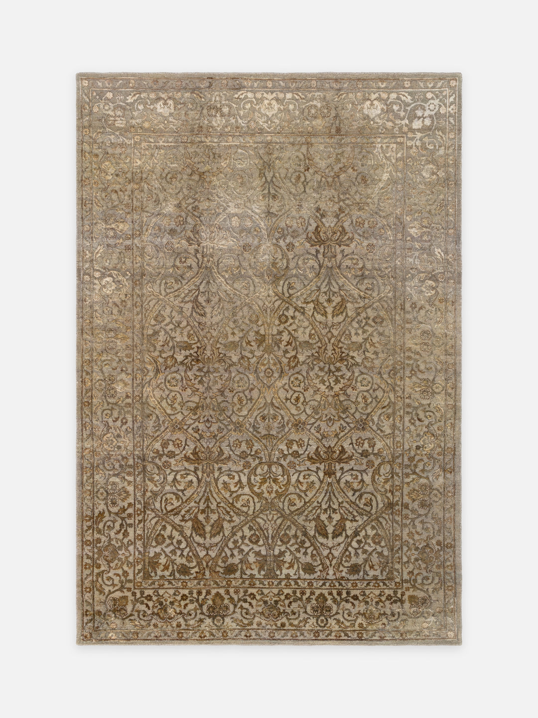 El dokuma Hindistan Jaipur halı Orta Gri 163x239 cm kuşbakışı üstten görünüm