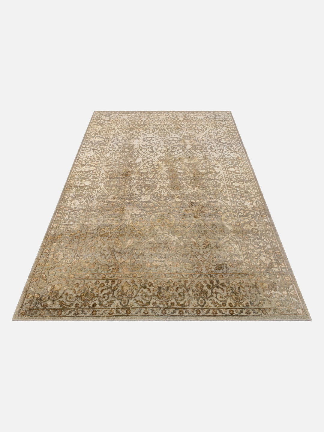 El dokuma Hindistan Jaipur halı Orta Gri 163x239 cm stüdyo çekimi yan açı