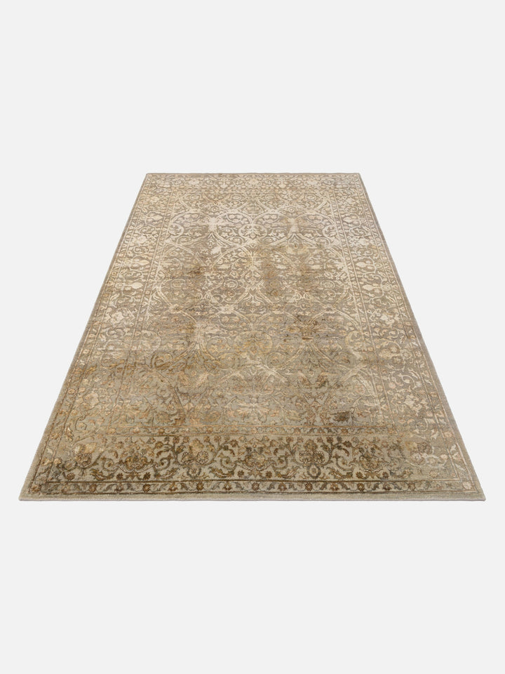 El dokuma Hindistan Jaipur halı Orta Gri 163x239 cm stüdyo çekimi yan açı