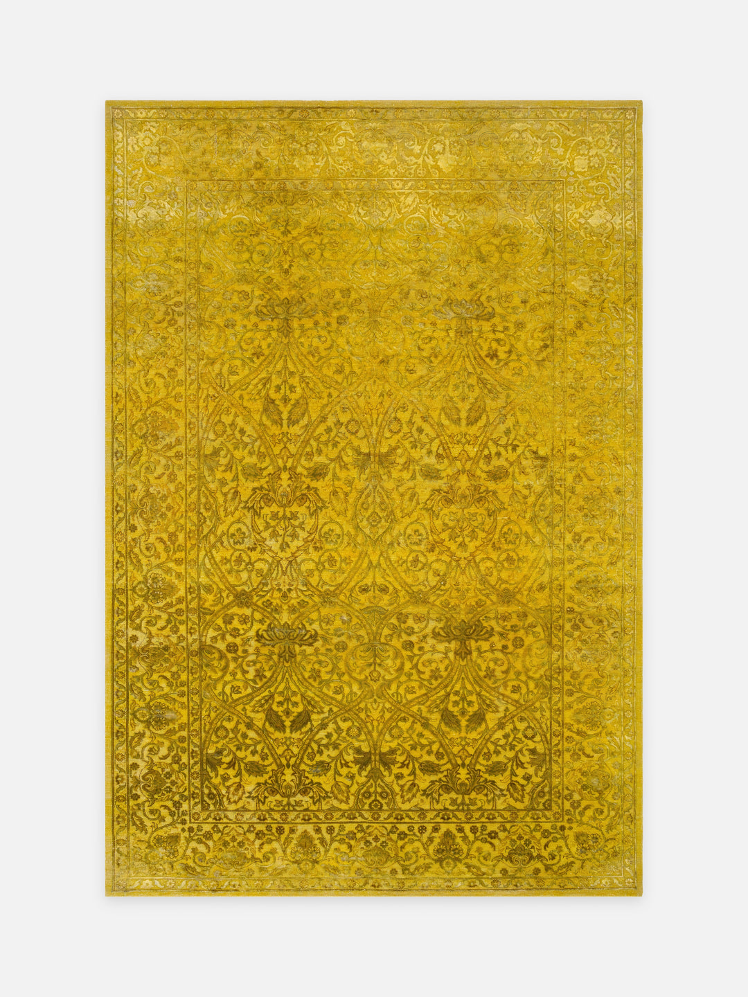 El dokuma Hindistan Jaipur halı Altın Sarı 196x295 cm kuşbakışı üstten görünüm