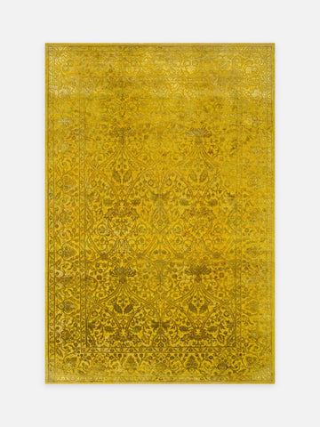 El dokuma Hindistan Jaipur halı Altın Sarı 196x295 cm kuşbakışı üstten görünüm