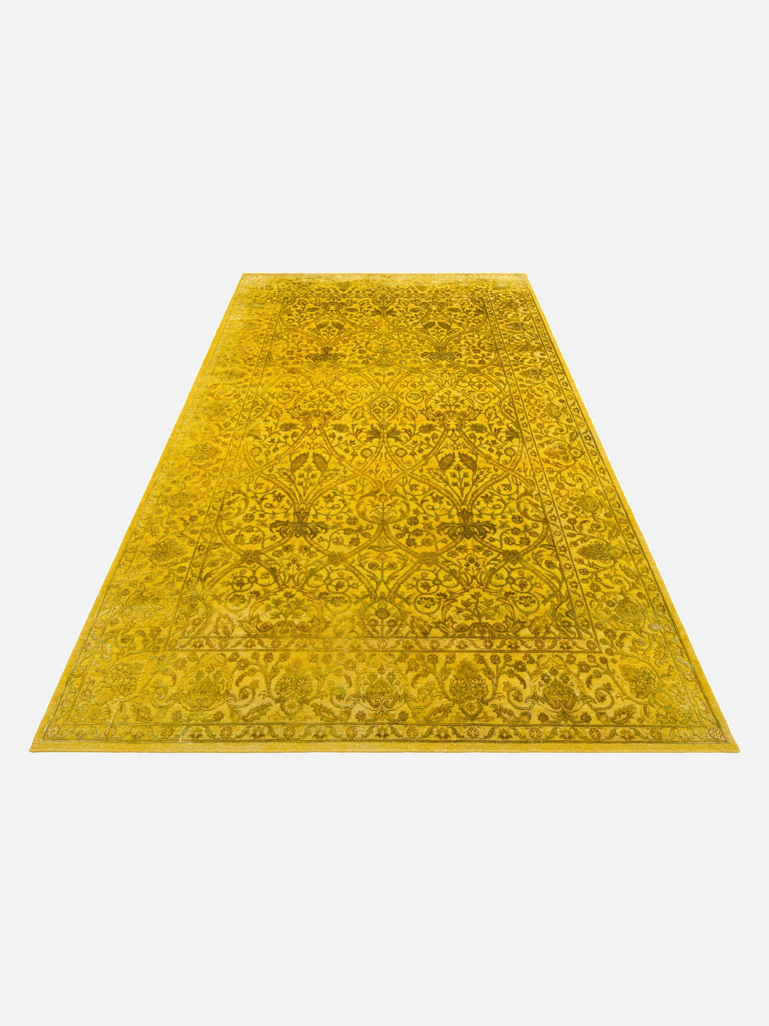 El dokuma Hindistan Jaipur halı Altın Sarı 196x295 cm stüdyo çekimi perspektif