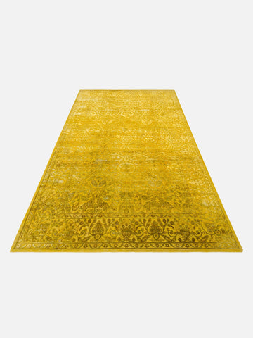 El dokuma Hindistan Jaipur halı Altın Sarı 196x295 cm stüdyo çekimi yan açı