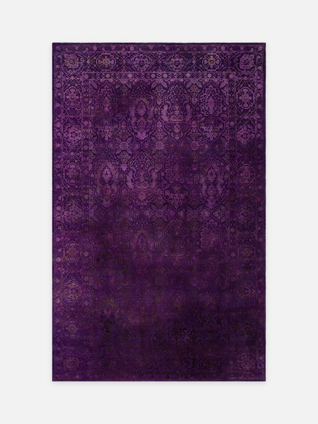 El dokuma Hindistan Jaipur halı Antik Mor 197x297 cm kuşbakışı üstten görünüm