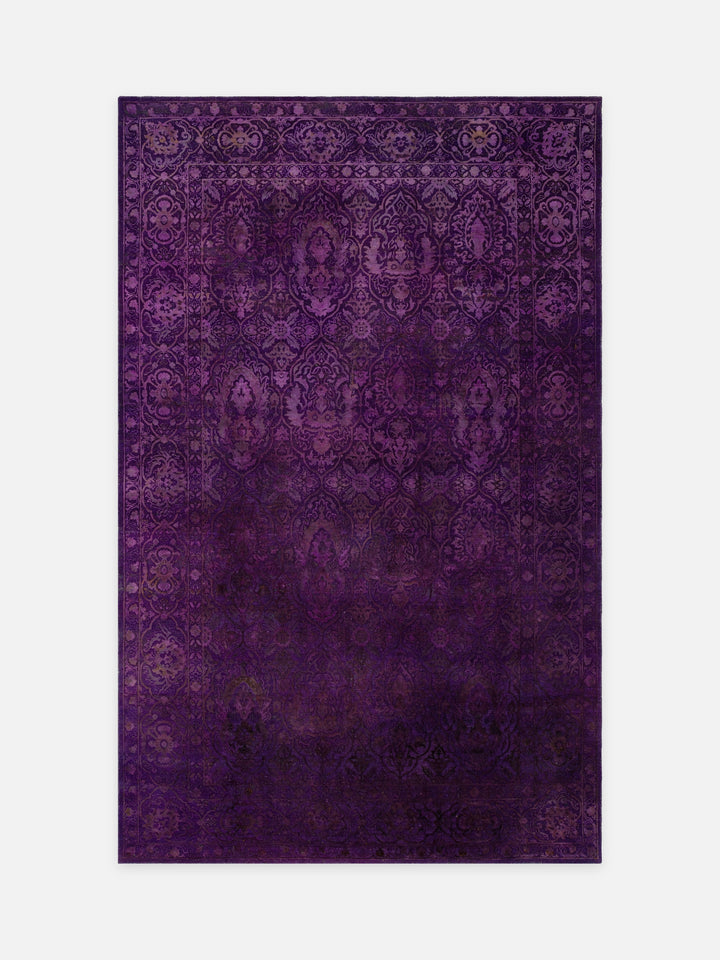 El dokuma Hindistan Jaipur halı Antik Mor 197x297 cm kuşbakışı üstten görünüm