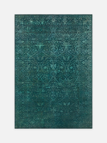 El dokuma Hindistan Jaipur halı Deniz Mavisi 185x274 cm kuşbakışı üstten görünüm
