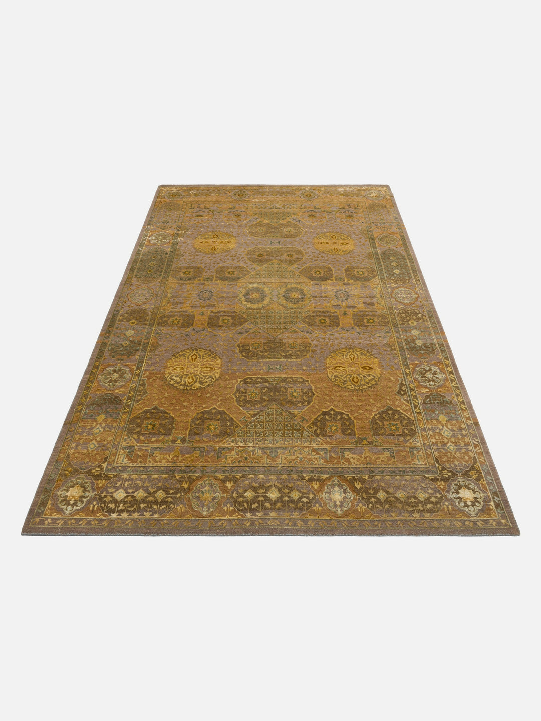El dokuma Hindistan Jaipur halı Enginar Yeşili 168x241 cm stüdyo çekimi perspektif