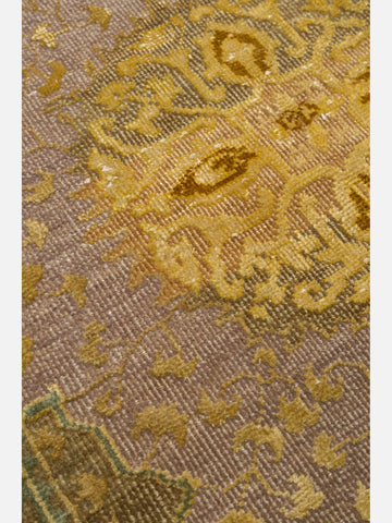 El dokuma Hindistan Jaipur halı Enginar Yeşili 168x241 cm doku yakın çekim detay