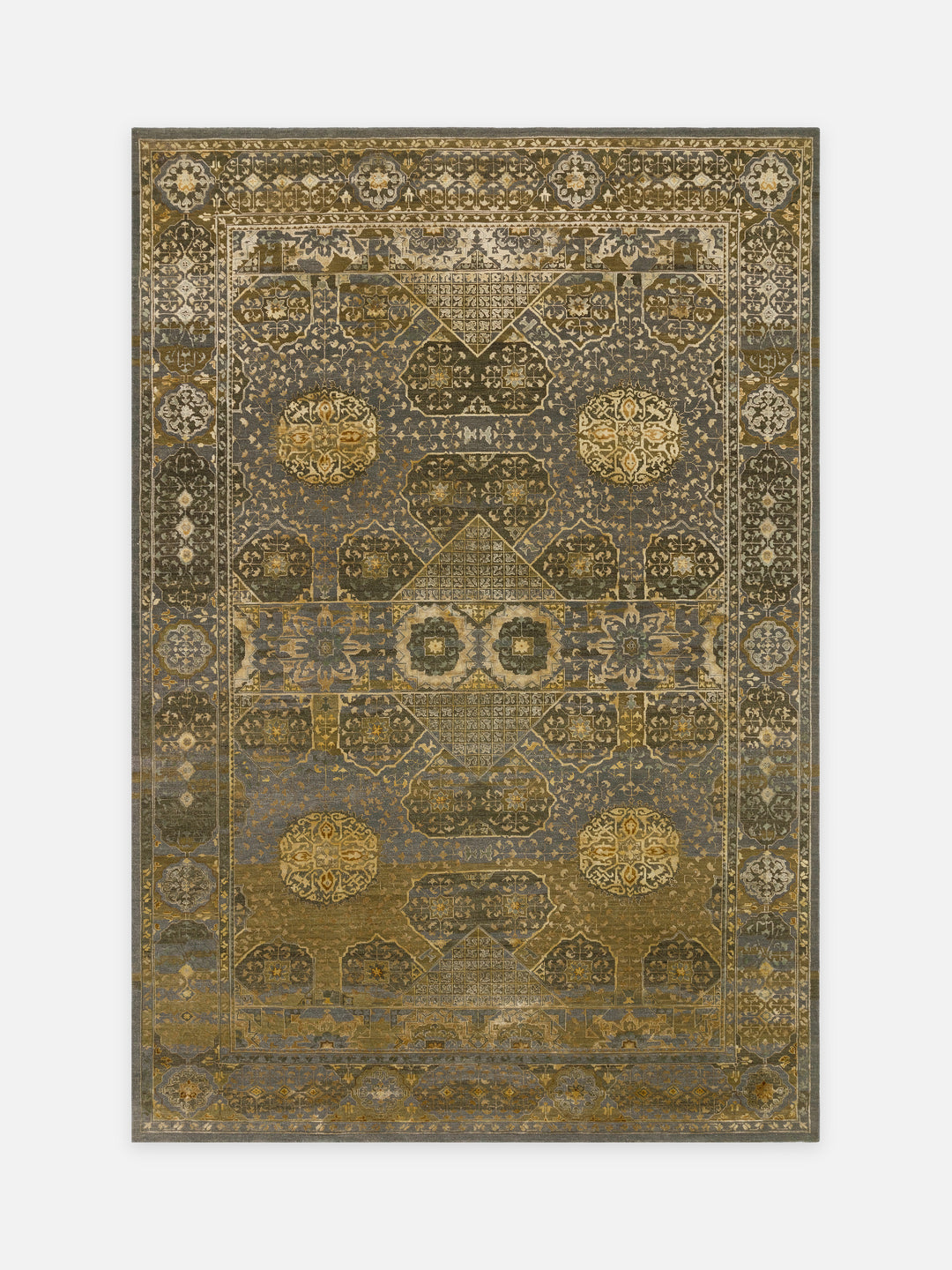 El dokuma Hindistan Jaipur halı Mineral Gri 198x295 cm kuşbakışı üstten görünüm