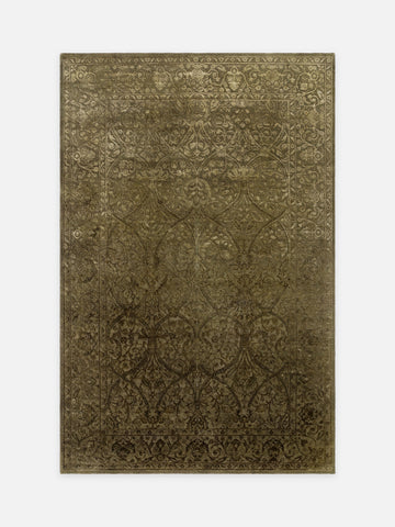 El dokuma Hindistan Jaipur halı Taş Yeşili 193x297 cm kuşbakışı üstten görünüm