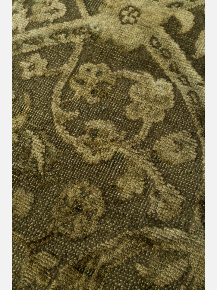 El dokuma Hindistan Jaipur halı Taş Yeşili 193x297 cm doku yakın çekim detay