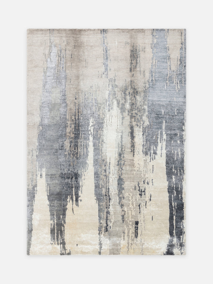 El dokuma Hindistan Jaipur halı Krem Gri 170x240 cm kuşbakışı üstten görünüm