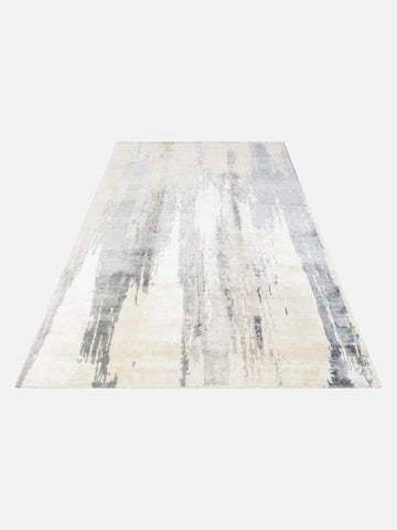 El dokuma Hindistan Jaipur halı Krem Gri 170x240 cm stüdyo çekimi yan açı