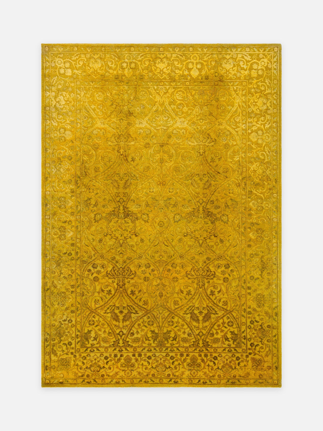 El dokuma Hindistan Jaipur halı Altın Sarı 168x239 cm kuşbakışı üstten görünüm
