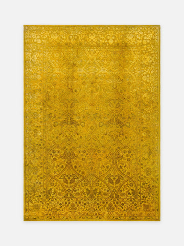 El dokuma Hindistan Jaipur halı Altın Sarı 168x239 cm kuşbakışı üstten görünüm