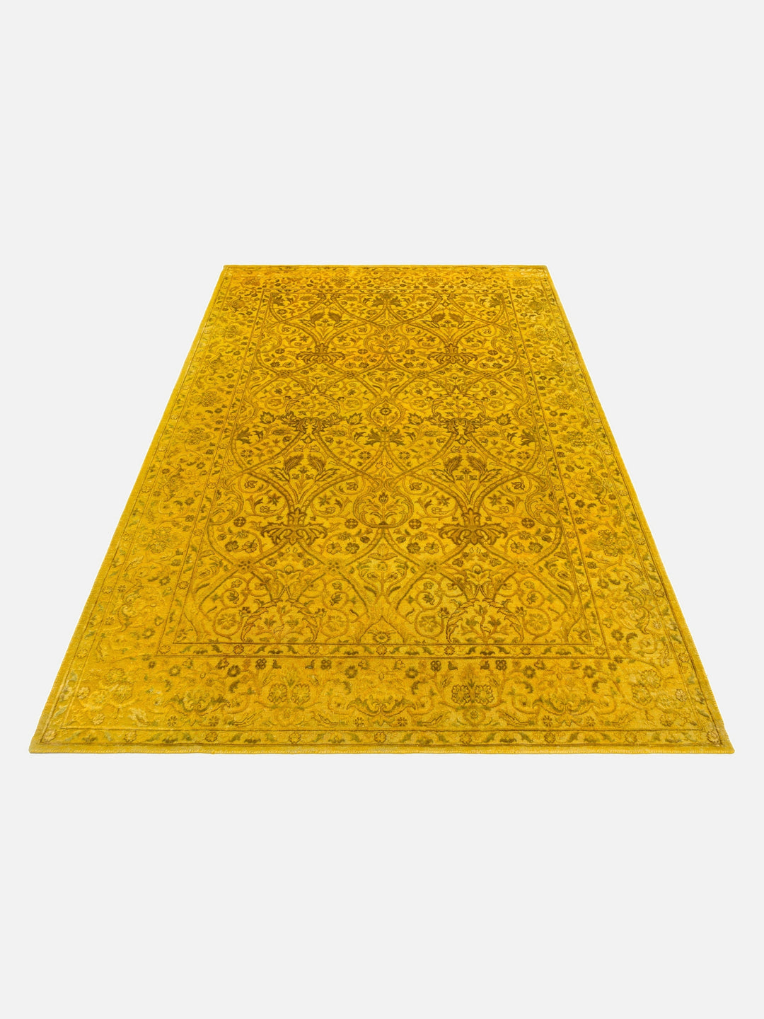 El dokuma Hindistan Jaipur halı Altın Sarı 168x239 cm stüdyo çekimi perspektif