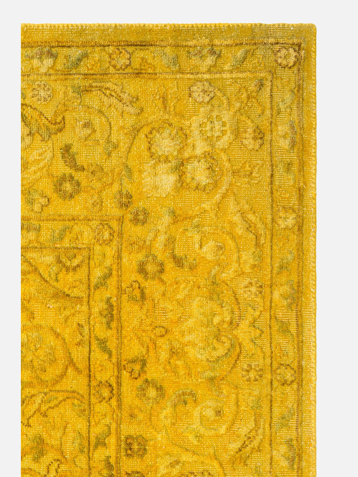 El dokuma Hindistan Jaipur halı Altın Sarı 168x239 cm doku yakın çekim detay