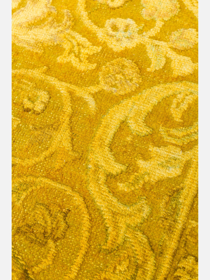 El dokuma Hindistan Jaipur halı Altın Sarı 168x239 cm doku yakın çekim detay