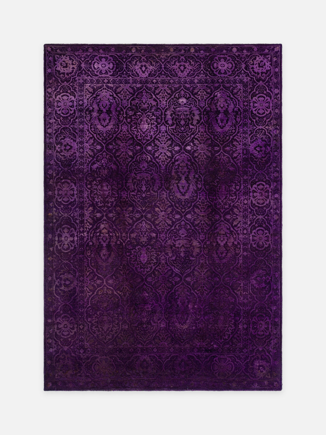 El dokuma Hindistan Jaipur halı Antik Mor 166x239 cm kuşbakışı üstten görünüm