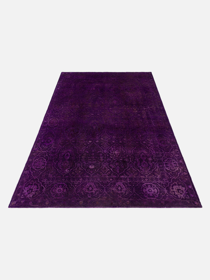 El dokuma Hindistan Jaipur halı Antik Mor 166x239 cm stüdyo çekimi yan açı