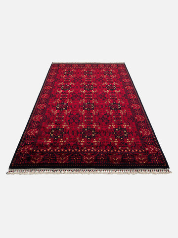 Kabil Afgan Desenli El Emeğiyle Özel Tezgahlarda Üretilen TENCEL™ Uşak Halısı 952 RED - Carpetdocia