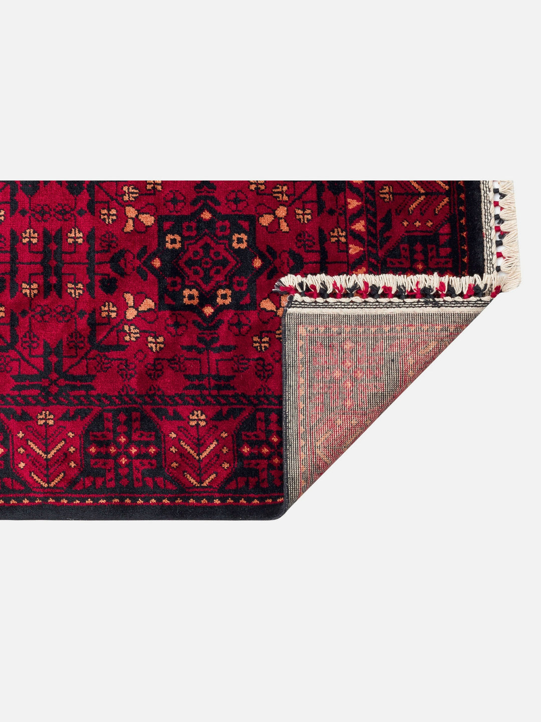 Kabil Afgan Desenli El Emeğiyle Özel Tezgahlarda Üretilen TENCEL™ Uşak Halısı 952 RED - Carpetdocia