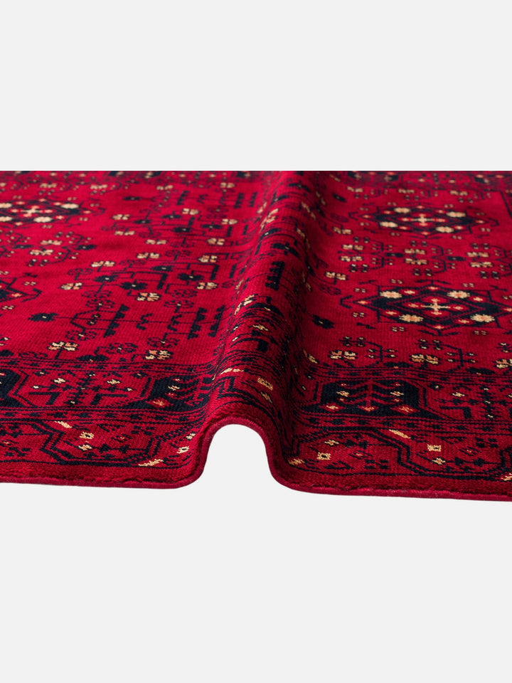 Kabil Afgan Desenli El Emeğiyle Özel Tezgahlarda Üretilen TENCEL™ Uşak Halısı 959 RED - Carpetdocia