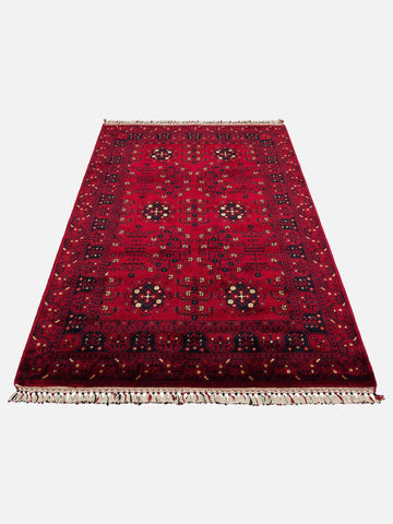 Kabil Afgan Desenli El Emeğiyle Özel Tezgahlarda Üretilen TENCEL™ Uşak Halısı 959 RED - Carpetdocia