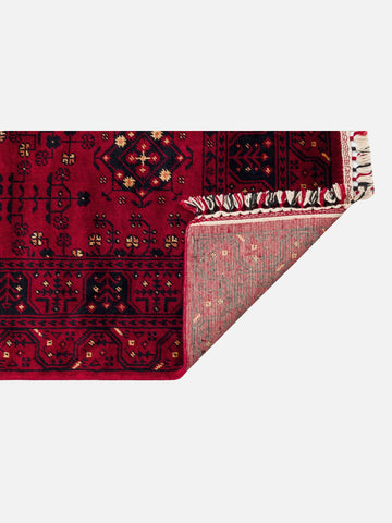 Kabil Afgan Desenli El Emeğiyle Özel Tezgahlarda Üretilen TENCEL™ Uşak Halısı 959 RED - Carpetdocia