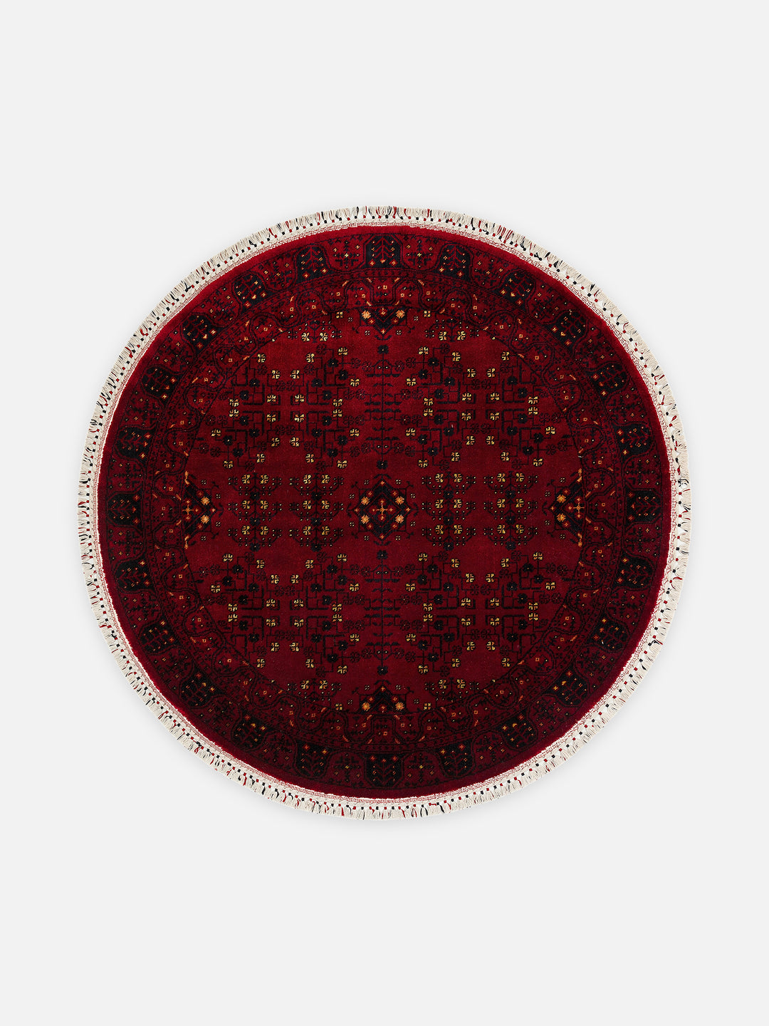 Kabil Afgan Desenli El Emeğiyle Özel Tezgahlarda Üretilen TENCEL™ Uşak Halısı 959 RED Q - Carpetdocia - kusbakisi