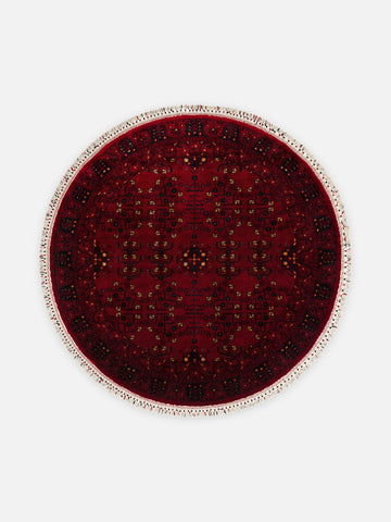 Kabil Afgan Desenli El Emeğiyle Özel Tezgahlarda Üretilen TENCEL™ Uşak Halısı 959 RED Q - Carpetdocia - kusbakisi