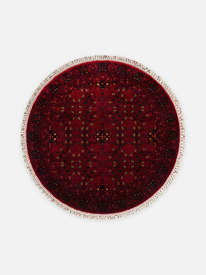 Kabil Afgan Desenli El Emeğiyle Özel Tezgahlarda Üretilen TENCEL™ Uşak Halısı 959 RED Q - Carpetdocia - kusbakisi