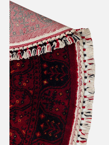 Kabil Afgan Desenli El Emeğiyle Özel Tezgahlarda Üretilen TENCEL™ Uşak Halısı 959 RED Q - Carpetdocia