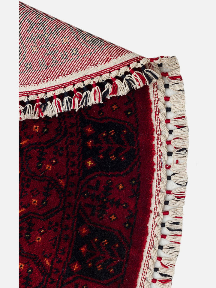 Kabil Afgan Desenli El Emeğiyle Özel Tezgahlarda Üretilen TENCEL™ Uşak Halısı 959 RED Q - Carpetdocia
