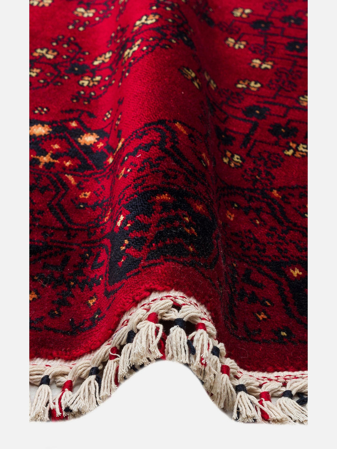 Kabil Afgan Desenli El Emeğiyle Özel Tezgahlarda Üretilen TENCEL™ Uşak Halısı 959 RED Q - Carpetdocia