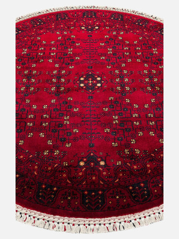 Kabil Afgan Desenli El Emeğiyle Özel Tezgahlarda Üretilen TENCEL™ Uşak Halısı 959 RED Q - Carpetdocia