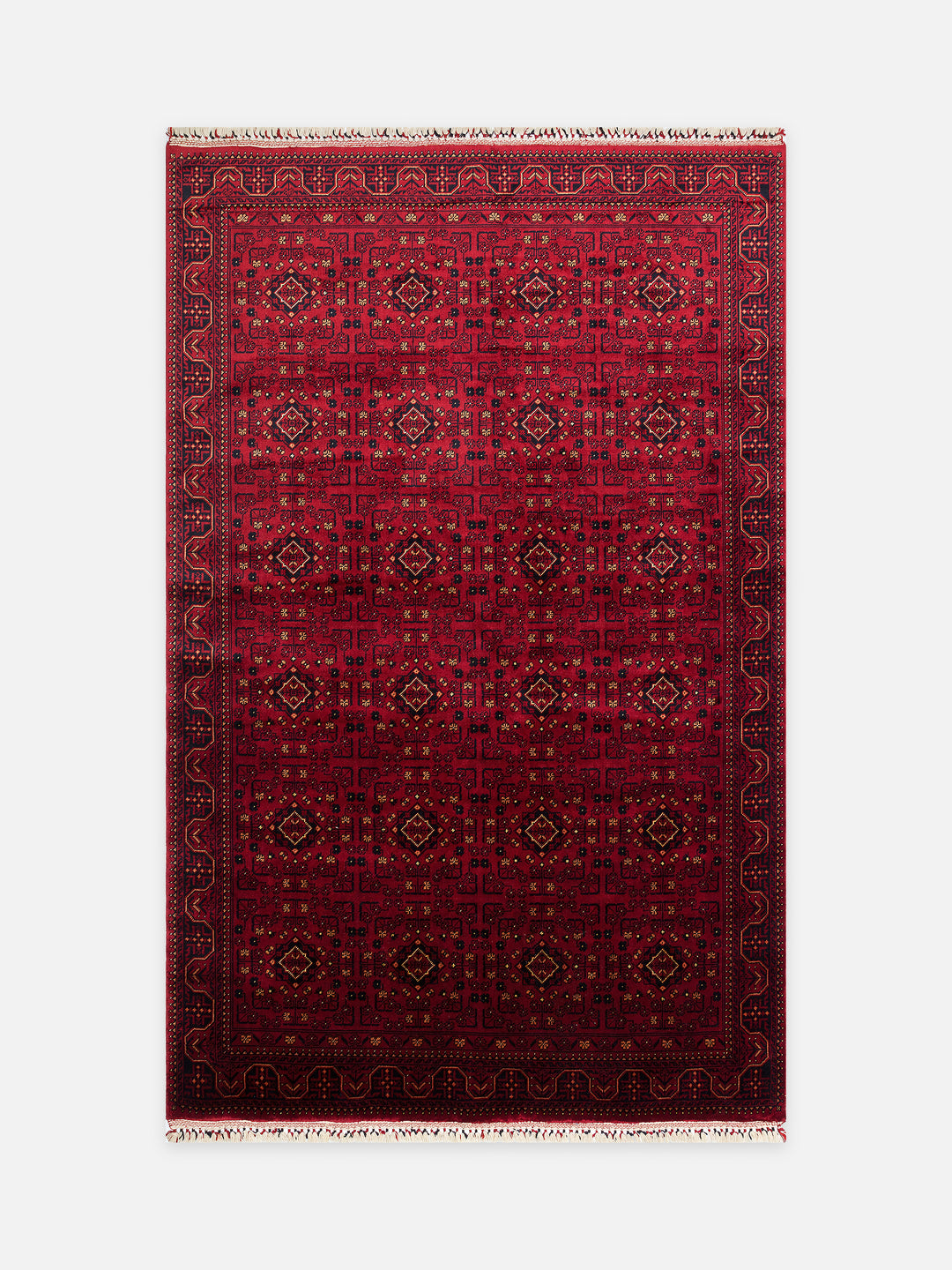 Kabil Afgan Desenli El Emeğiyle Özel Tezgahlarda Üretilen TENCEL™ Uşak Halısı 960 RED - Carpetdocia - kusbakisi