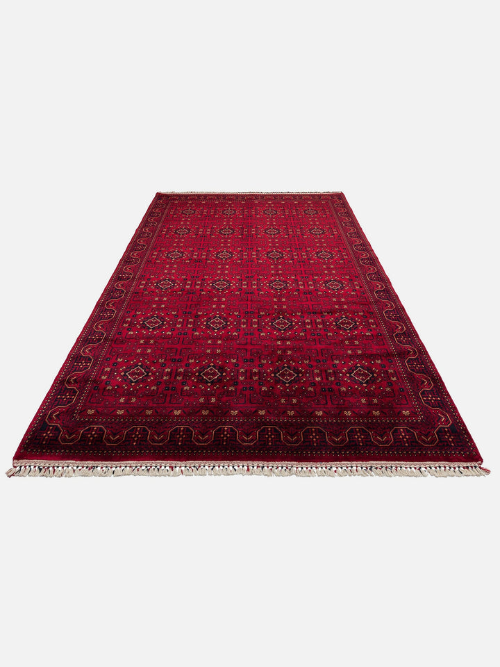Kabil Afgan Desenli El Emeğiyle Özel Tezgahlarda Üretilen TENCEL™ Uşak Halısı 960 RED - Carpetdocia