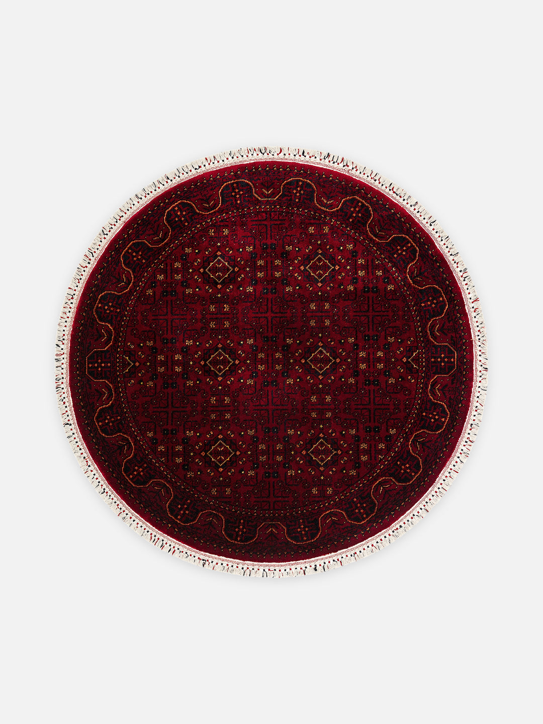 Kabil Afgan Desenli El Emeğiyle Özel Tezgahlarda Üretilen TENCEL™ Uşak Halısı 960 RED Q - Carpetdocia - kusbakisi
