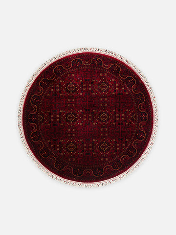 Kabil Afgan Desenli El Emeğiyle Özel Tezgahlarda Üretilen TENCEL™ Uşak Halısı 960 RED Q - Carpetdocia - kusbakisi
