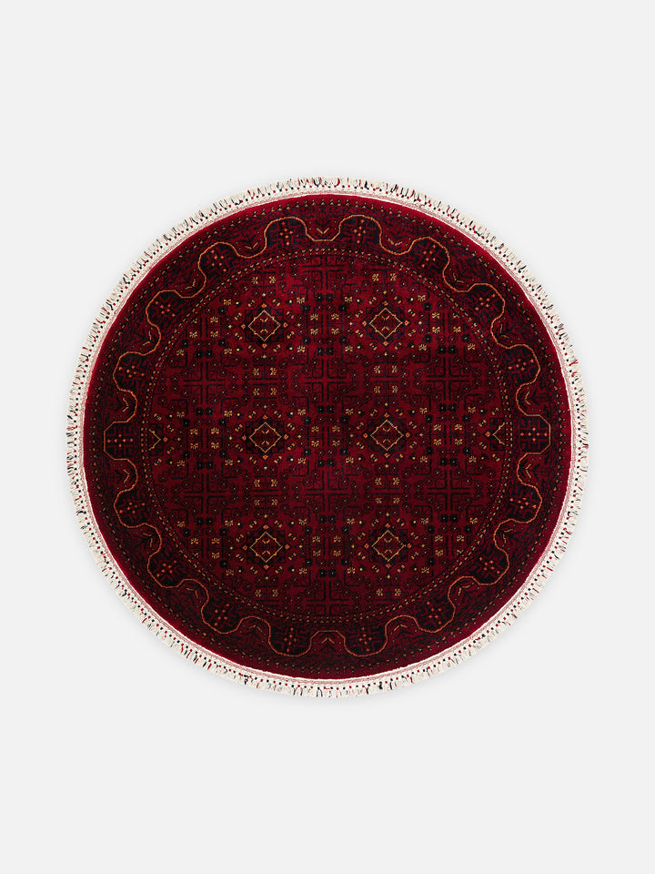 Kabil Afgan Desenli El Emeğiyle Özel Tezgahlarda Üretilen TENCEL™ Uşak Halısı 960 RED Q - Carpetdocia - kusbakisi