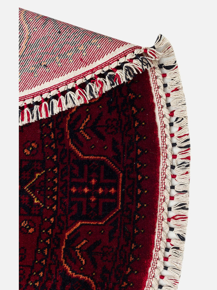 Kabil Afgan Desenli El Emeğiyle Özel Tezgahlarda Üretilen TENCEL™ Uşak Halısı 960 RED Q - Carpetdocia